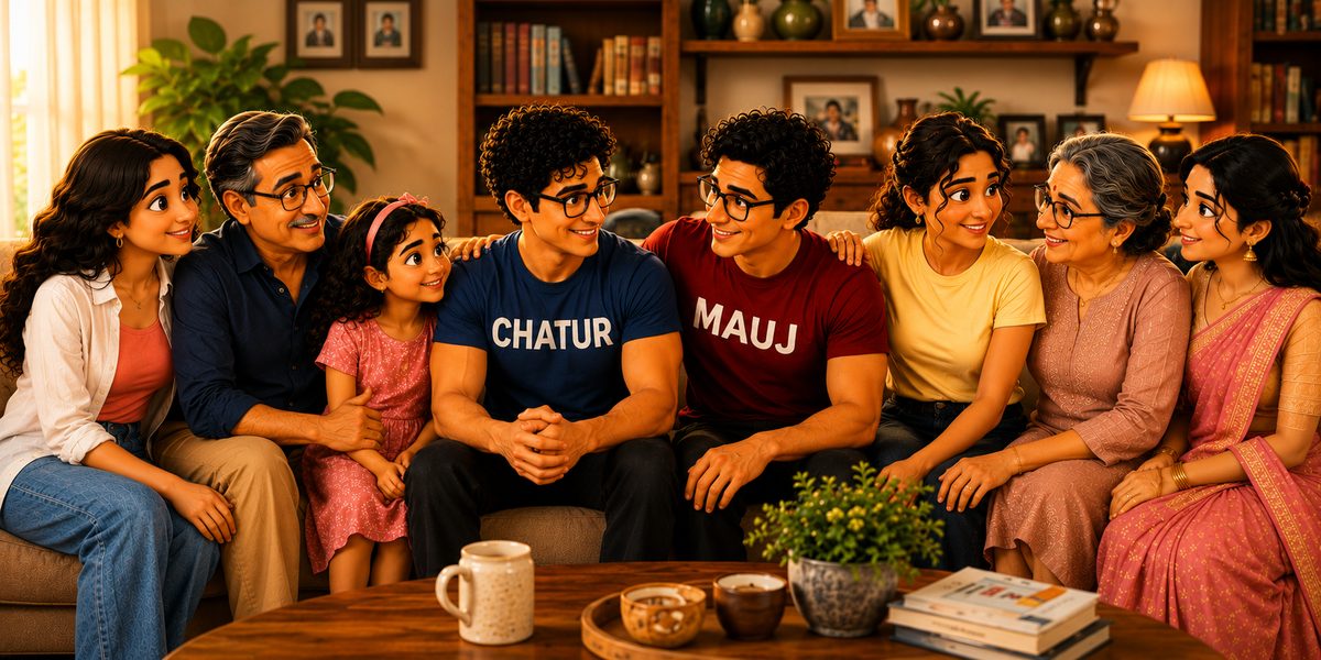 The full Chatur vs Mauj family cartoon